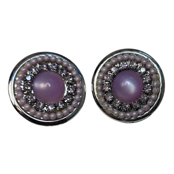 Jewelry - Costume jewelry Round clips on‎ earrings pink white pearls with rhinestones